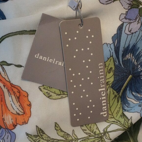 Daniel Rainn White Multi-Color Floral Print Sheer ¾ Sleeve Blouse Women’s Small - Picture 8 of 9